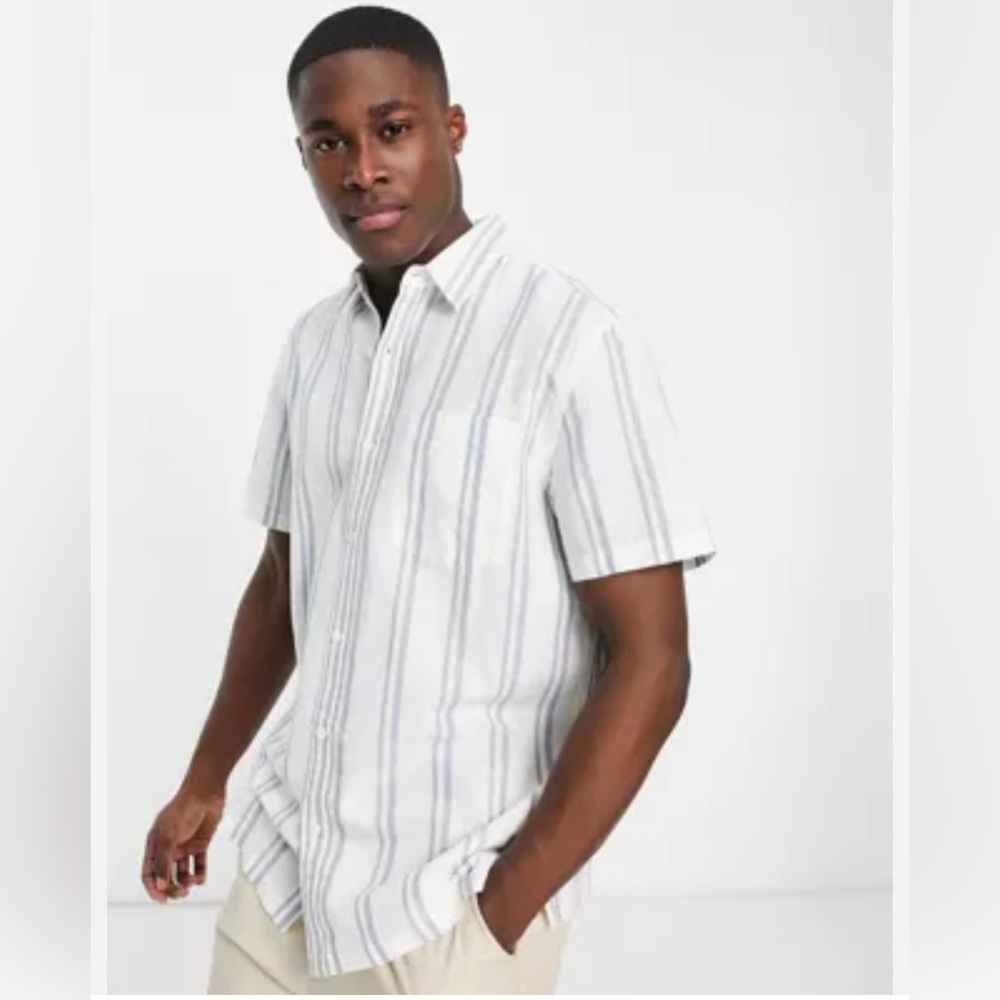 Goodfellow & Co. Men’s striped slim fit shirt sleeve button down shirt